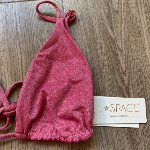 NWT Revolve L*space Brittany Bikini Top Bubblegum Pink Shimmer - Picture 10 of 13